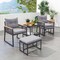 5 Piece Black Rattan Outdoor Patio Set with Grey Cushions and Coffee Table